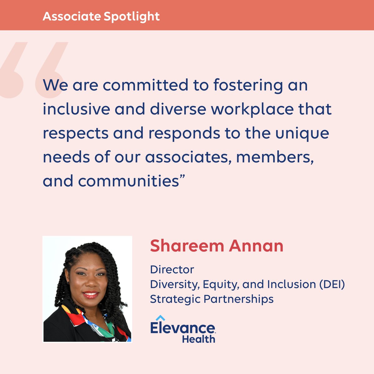 BarryDickman's tweet photo. I’m so proud of my colleague, Shareem Annan. She shapes an inclusive culture at work, and her volunteer efforts make a real difference in our communities. Read more here. 
https://t.co/23rjZ0EGgF
#WeAreElevanceHealth https://t.co/LQvOjQI683
