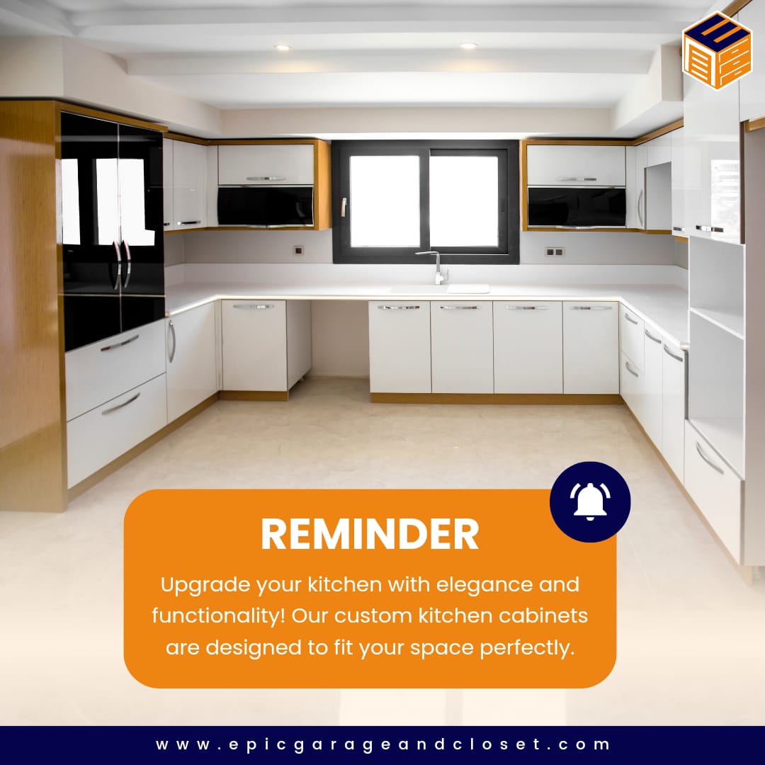 REMINDER: Upgrade your kitchen with elegance and functionality! ✨ Our custom kitchen cabinets are designed to fit your space perfectly. Explore the possibilities at epicgarageandcloset.com.
.
.
#kitchenupgrade #upgradeyourkitchen #homeimprovement #kitchendesign #kitchengoals