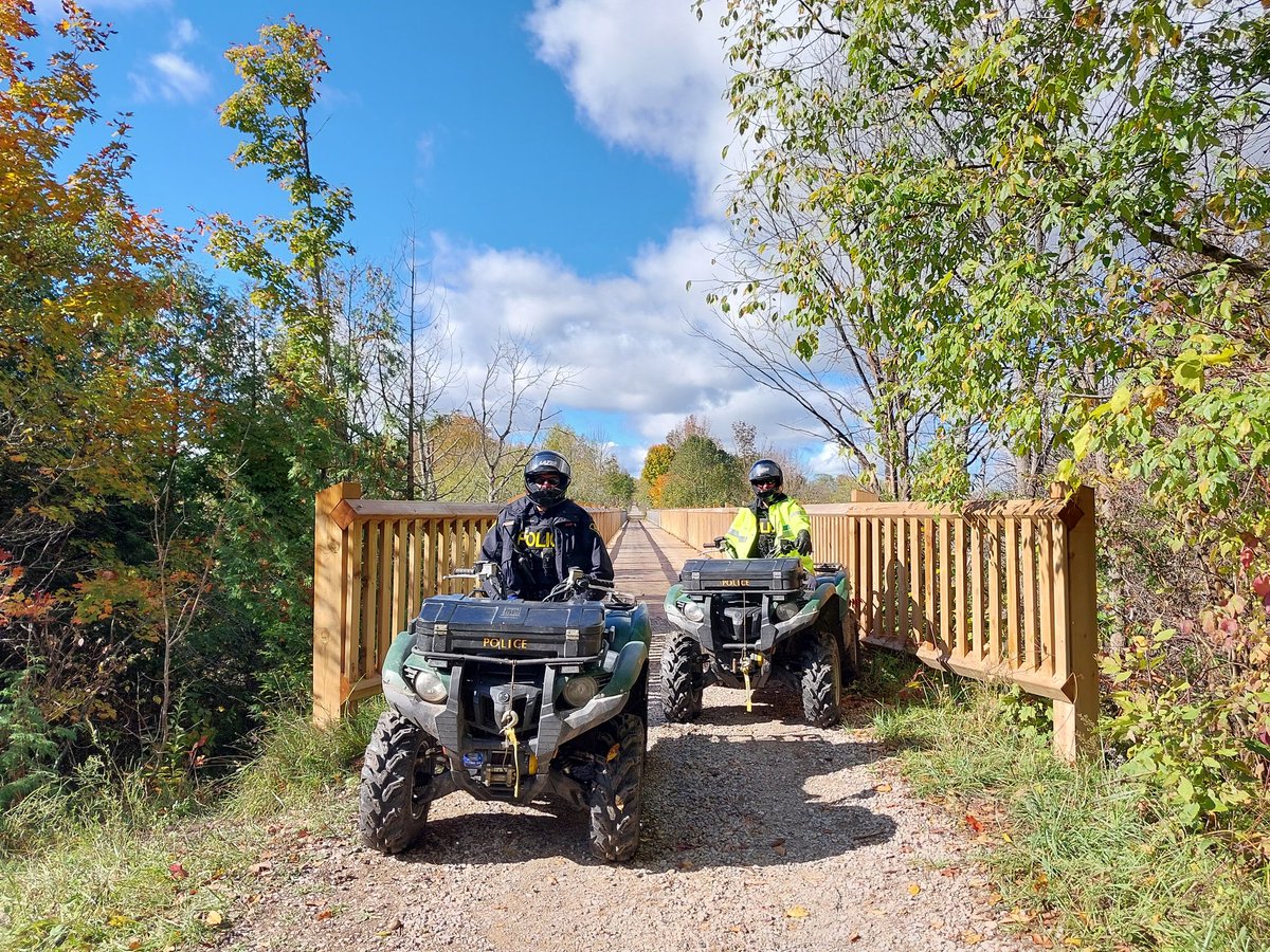 With the warmer weather approaching #SouthBruceOPP will be out on ATV patrol in Bruce County. Remember to always wear an approved helmet and obey the speed limits when you ride. @OFATV ^mb