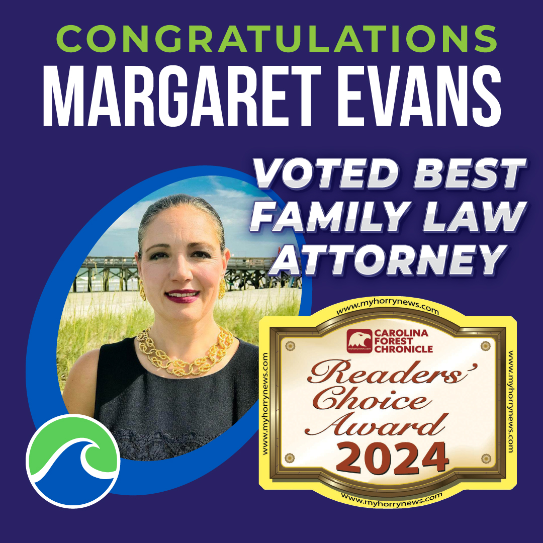 Congratulations to our very own Margaret Evans for clinching the title of Best Family Law Attorney in the Carolina Forest Chronicle’s Readers’ Choice Awards!