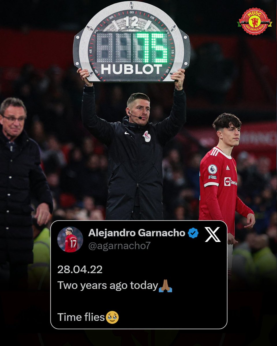 Two years ago Alejandro Garnacho made his first team debut for Manchester United. #garnacho #alejandrogarnacho #ManchesterUnited #mufc
