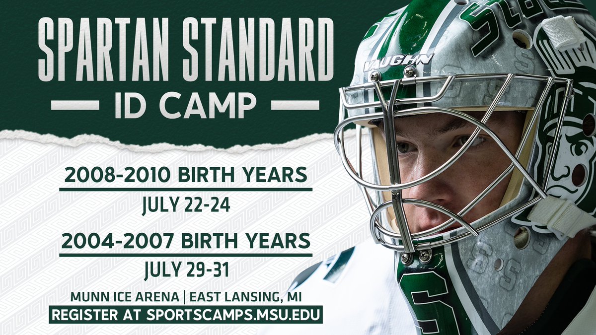 Don't be left out - our summer camps are filling quickly! Visit SportsCamps.msu.edu to learn about our Spartan Hockey Camp (ages 8-15) and our ID camps (2004-2010 birth years) to sharpen the skills of your hockey player and get them the exposure they are looking for!