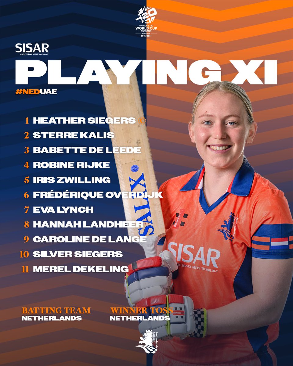 𝗢𝘂𝗿 𝘀𝘁𝗮𝗿𝘁𝗶𝗻𝗴 1️⃣1️⃣ for our upcoming qualifying game tonight ⚡️ Watch it live at: icc-cricket.com 📺 #kncbcricket #kncbwomen #t20worldcup #t20wcq #sisar #hcl #icc #NEDUAE