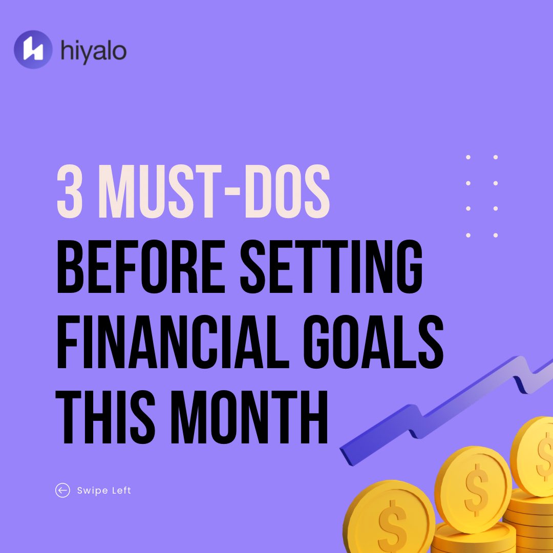 It’s Monday and tomorrow is the last day of the month but no pressure 💜

I know you want to set or revisit your Financial Goals but before you do that, here are 3 MUST-DOs (👇🏾A THREAD ‼️)

#MondayMorning #MondayMotivation #Monyay #Goals #FinancialGoals