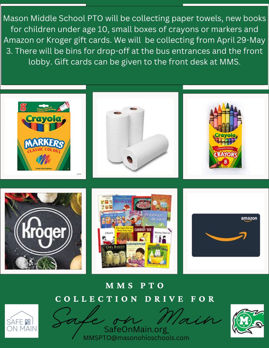 Collection drive REBOOT: For more information on what SAFE on Main does please visit their website safeonmain.org to see all the work they do!💚💚💚