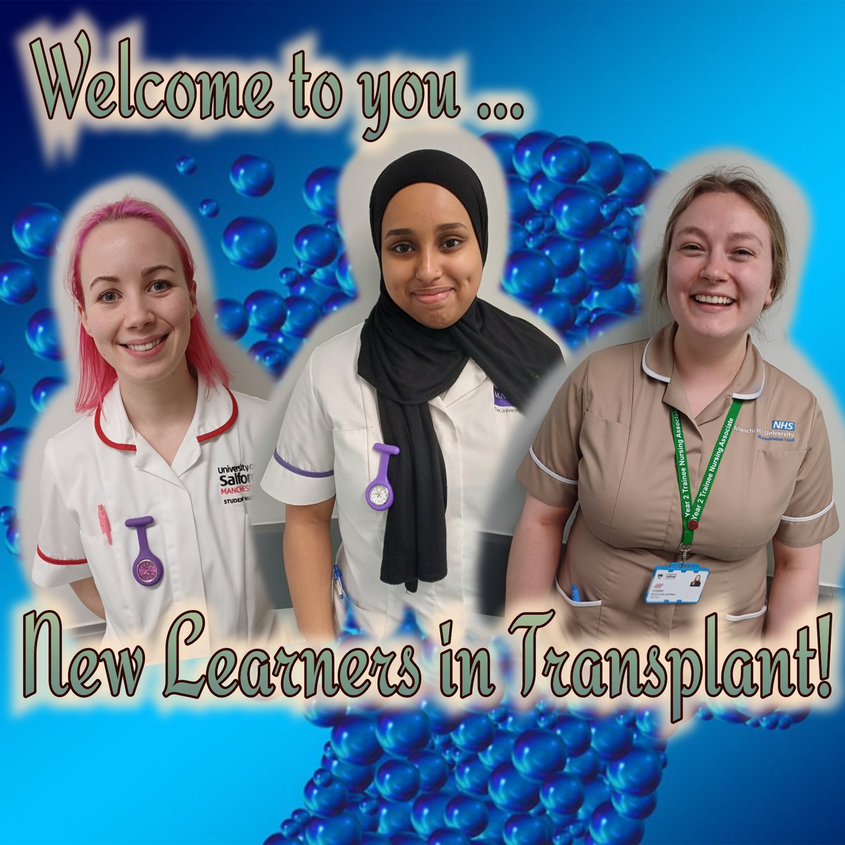 Welcome new learners to Transplant MFT Abby, Salma & Megan. We hope you learn lots while you're with us! “The more that you read, the more things you will know. The more that you learn, the more places you'll go.” #Learner #Growth @vikki_warman @Michaela0895 @MFTnhs @MFT_PRET