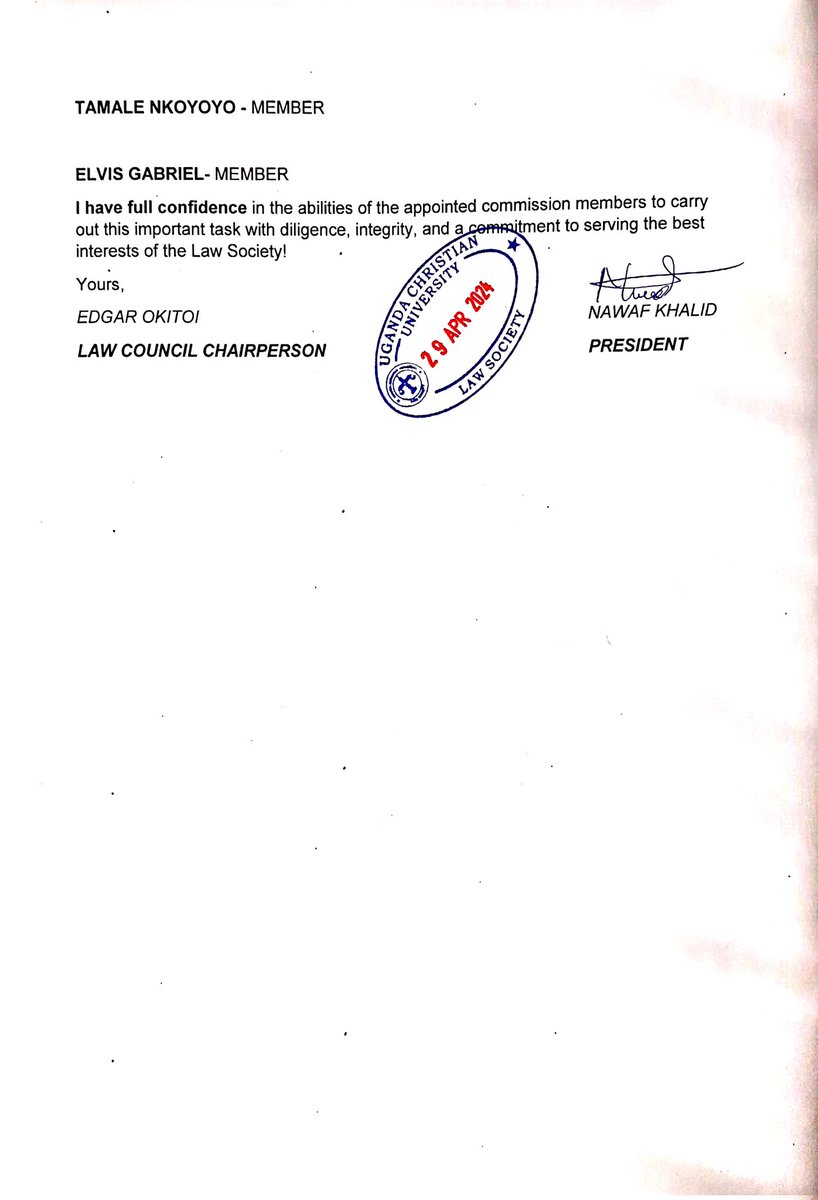 @nawafkhalid256 President , @wendykasemiire Speaker @ucu_law together with @egokitoi Chairperson Law Council Have approved New Members of the Constitutional Review Commission.