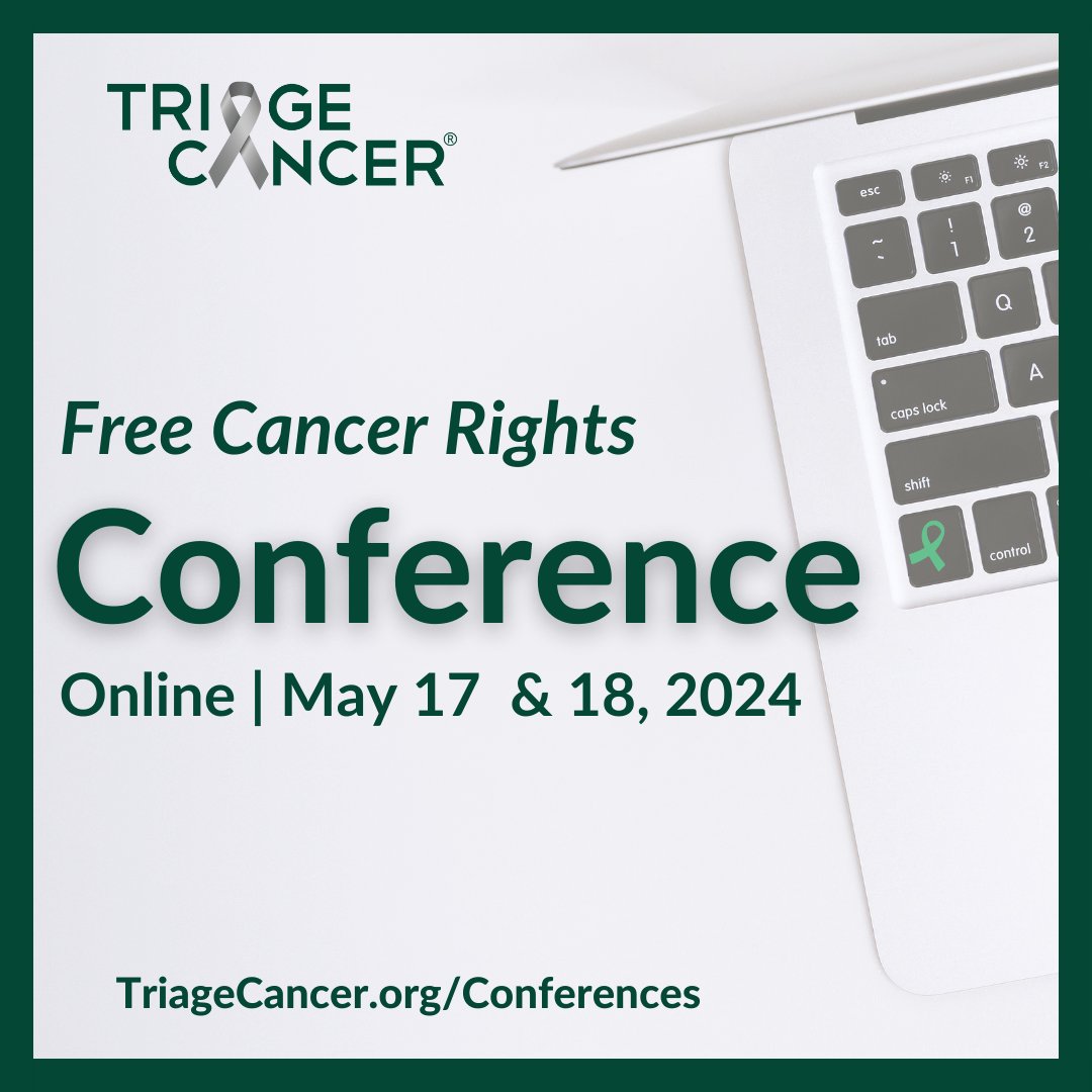 Join us & @TriageCancer online on May 17 & 18 to learn about navigating insurance, finances, & other practical & legal issues that arise after a #cancer diagnosis! More info: bit.ly/43Qsl1s 

#CancerRights #TriageTalks #beyonddiagnosis