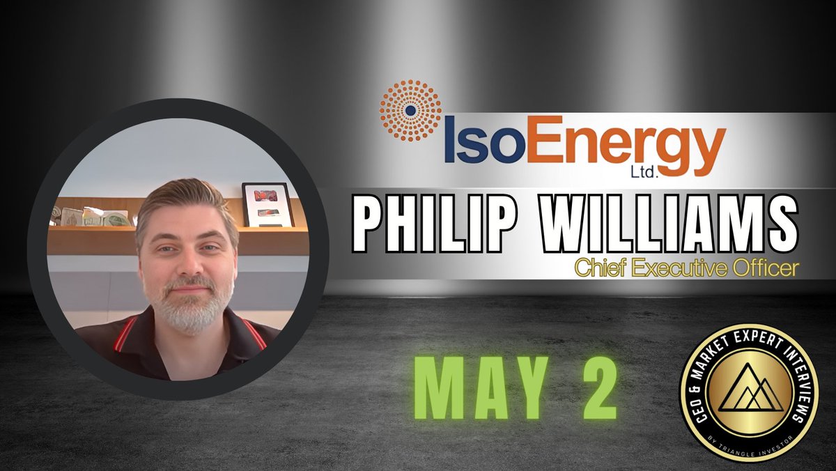 Thursday, May 2nd. I will host Philip Williams, CEO of @IsoEnergyLtd 

If you have any questions send them directly to me or leave them in the comment section bellow.

$iso #uranium #exploration #drilling #AthabascaBasin #u3o8 #nuclearenergy