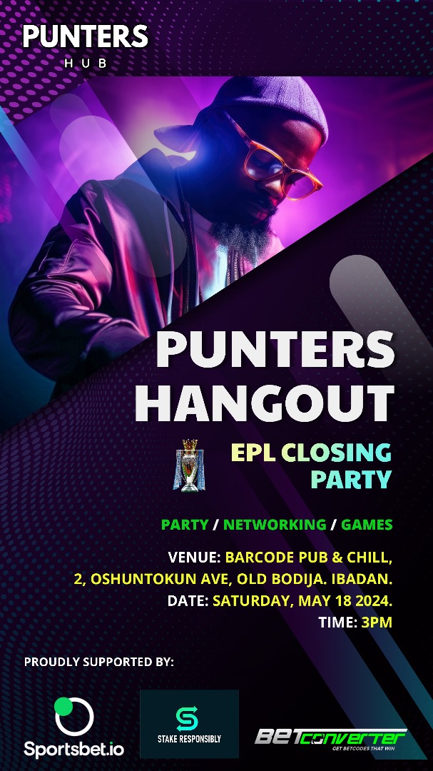 It's game time! ⚽️ Don't miss your chance to be part of the ultimate football bash at the Punters Hangout EPL Closing Party! Grab your free tickets now and let the celebration begin! 🎉🔥 Link 👉 shorturl.at/ptvC1 #EPLClosingParty