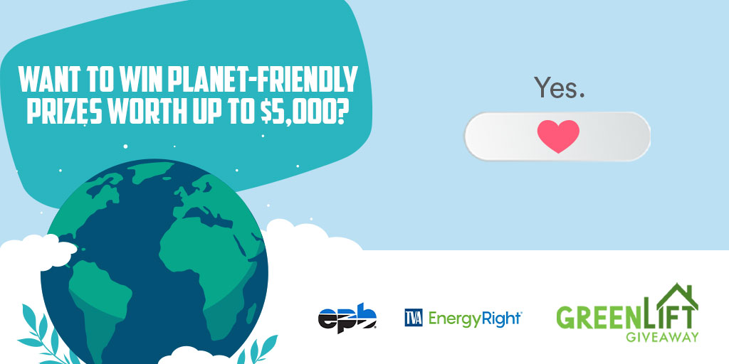 🌎Want to win 1 of 4 weekly Smart Home Prize Packages? How about an energy-efficient home upgrade worth up to $5,000? Celebrate #EarthMonth by entering EPB & TVA’s #GreenLiftGiveaway for a chance to win! View sweepstakes rules & enter to win➡️ epb.com/GreenLift #EarthMonth