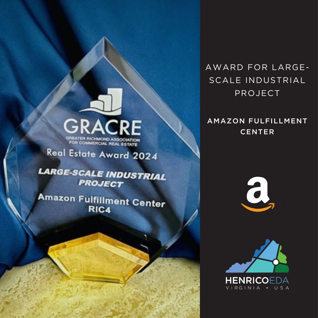 We are thrilled to have been recognized for the Amazon Fulfillment Center by the Greater Richmond Association for Commercial Real Estate (GRACRE) for the *Large Scale Industrial Project* category.

#GRACRE #IndustrialProject #AmazonRobotics #Innovation #HomeoftheExtraMile