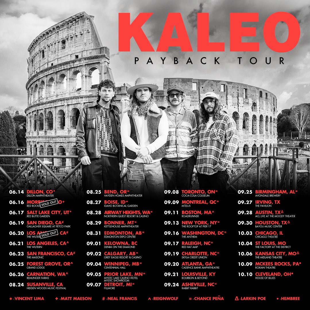 The PAYBACK TOUR with @officialkaleo is hitting @moody_amp on September 28th! 📌 Pre-sale: 4/30 at 10 AM 📌 General onsale: 5/3 at 10 AM More info: atxconcert.com