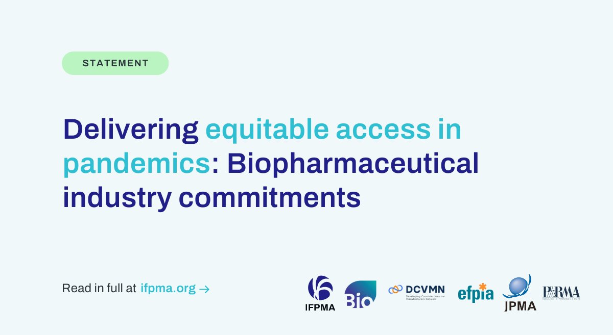 In response to the threat of future health emergencies, the biopharmaceutical industry developed a set of commitments for equitable access to essential medical countermeasures in future pandemics. Our commitment to make the world better prepared: ifpma.info/3Pjaj1J