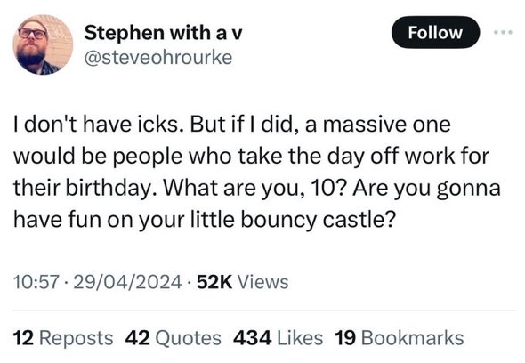 Wishing I had done this actually, Stevie