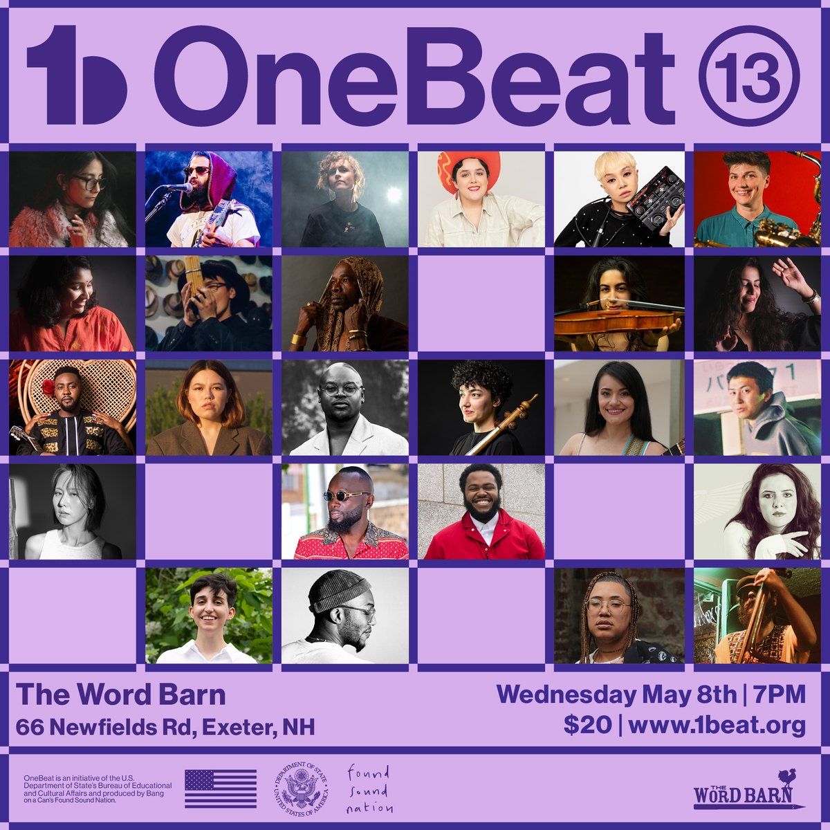 Wednesday May 8th at 7pm the OneBeat 13 fellows willl be playing at @TheWordBarn In Exeter, New Hampshire. Get your ticket here for this one of a kind live performance. 

portsmouthnhtickets.com/events/onebeat…

@ECAatState #exchangeourworld #culturaldiplomacy #onebeat13