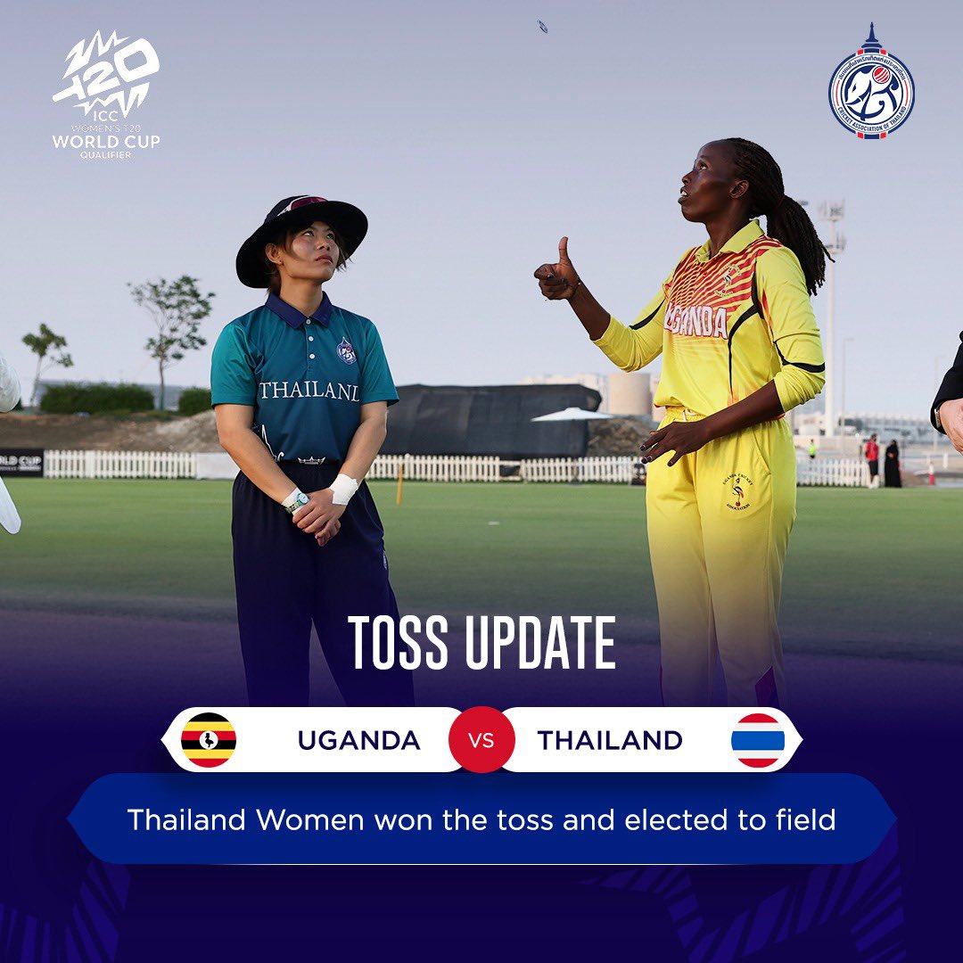 🚨 TOSS ALERT 🚨 @CricketUganda Women vs 🇹🇭 Women | ICC Women T20World Cup Qualifier 2024 | 🇹🇭 won the toss and opt to field first 🏏 Live Score - tinyurl.com/9bes7z5e Watch the tournament live on ICC.tv #letsgothailand #ugvth #t20wolrdcupqualifier