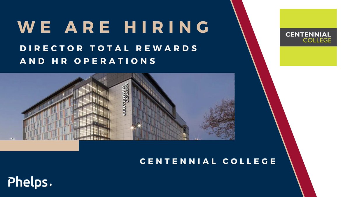 Centennial College is looking for a new Director Total Rewards and HR Operations. 

Interested candidates can learn more about the position here: ow.ly/mAh450RqSYT

#Phelps #ExecutiveSearch #Recruitment #Director #CentennialCollege #JobAd #JobRecruiting #JobOpening
