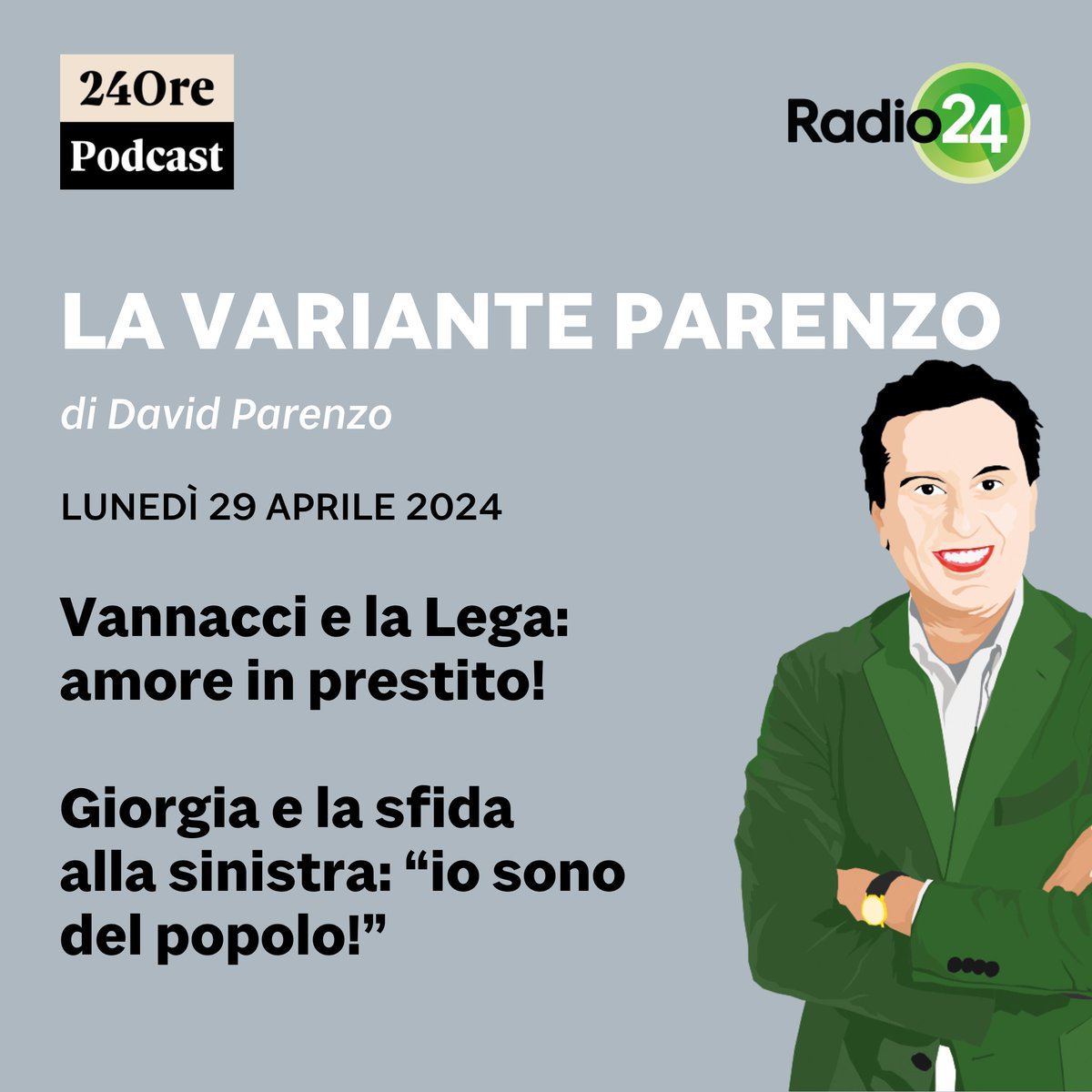 Ascolta la puntata de #lavarianteParenzo di oggi #29aprile Clicca qui ▶️ tinyurl.com/4fnmaytt @davidparenzo #Vannacci #Lega #Meloni