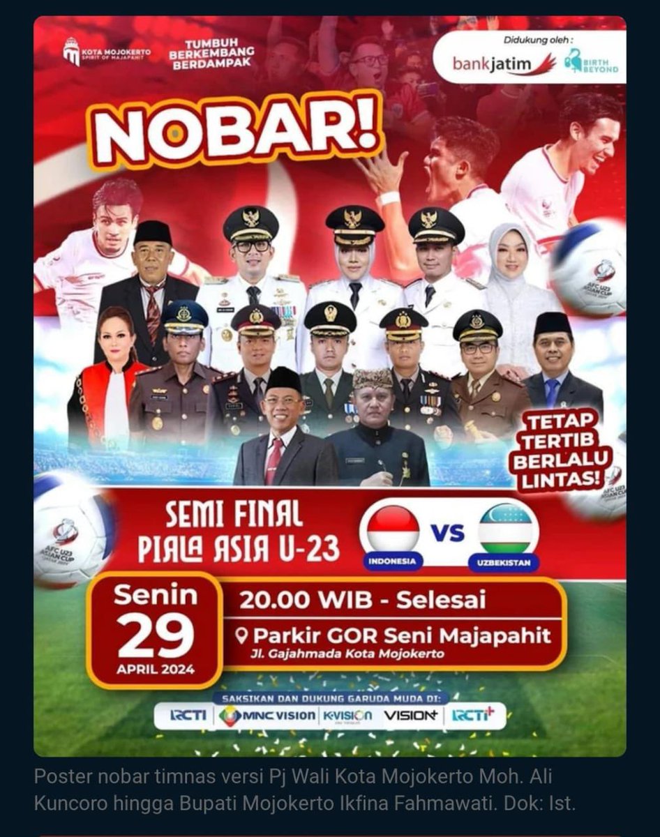 Versi lain poster Nobar di Mojokerto. Kali ini Wakil Bupati nggak mau ketinggalan. Mojokerto sangar...