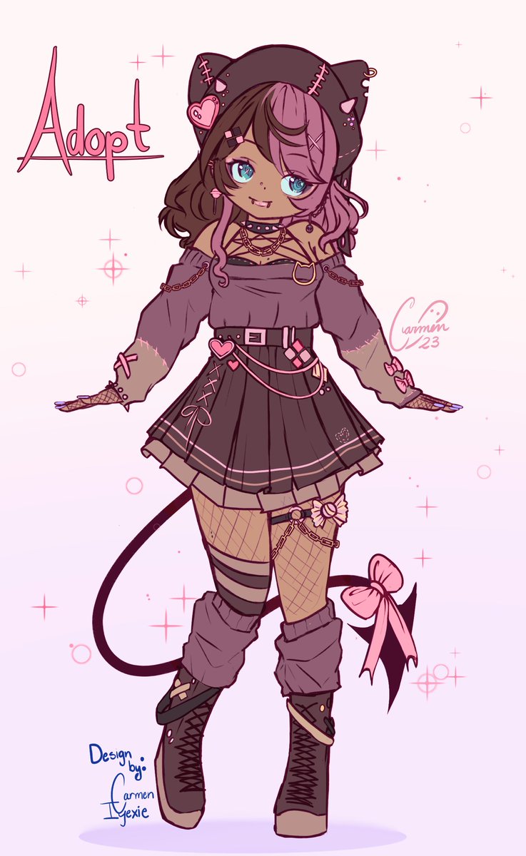 Selling this design for $40 USD I really like her design but I don’t have any use for her :( maybe a vtuber will take her?? #adopt #vtuber