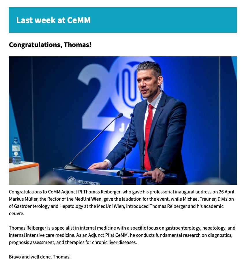 Thank you @MedUni_Wien and @CeMM_News for your support and the trust in my work and future vision for Hepatology.