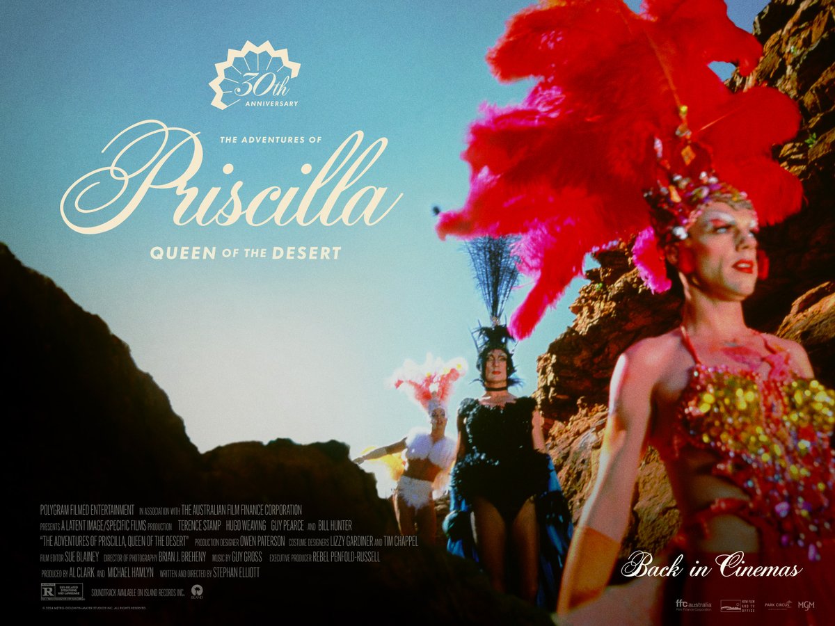 First look at the new poster for The Adventures of Priscilla, Queen of the Desert from @ParkCircusFilms for its 30th anniversary. Re-releasing in US cinemas from June 1, UK/Eire from June 14 and Australia/NZ in September. Add to watchlist ➡️ boxd.it/26mg