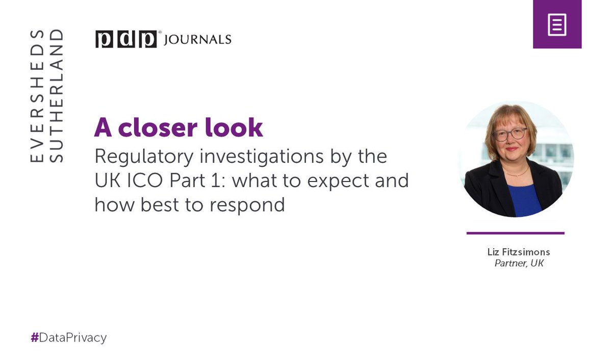 The UK @ICOnews' approach to regulation and enforcement has been developing with increasing speed in recent years. In this Compliance & Risk article, Liz Fitzsimons explores the regulator’s current approach to investigations. Read now: eversheds-sutherland.com/en/global/insi… #DataPrivacy