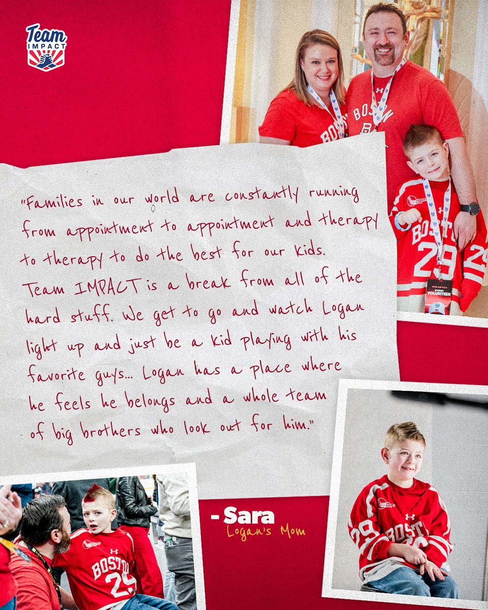 "Families in our world are constantly running from appointment to appointment and therapy to therapy to do the best for our kids. Team IMPACT is a break from all of the hard stuff." - Logan's mom, Sara, on the <a href="/TerrierHockey/">BU Men's Hockey</a> team

📝: bit.ly/3Wo24FR

#AllInAllTogether