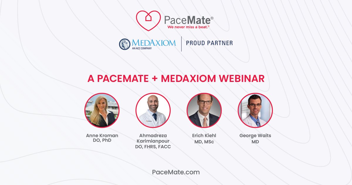 A PACEMATE + @MedAxiom WEBINAR Join renowned healthcare experts as they discuss their experience utilizing cardiac remote monitoring data analytics to optimize clinical and operational efficiencies. REGISTER NOW bit.ly/49lKIMU #cardiacremotemonitoring #EPeeps #webinar