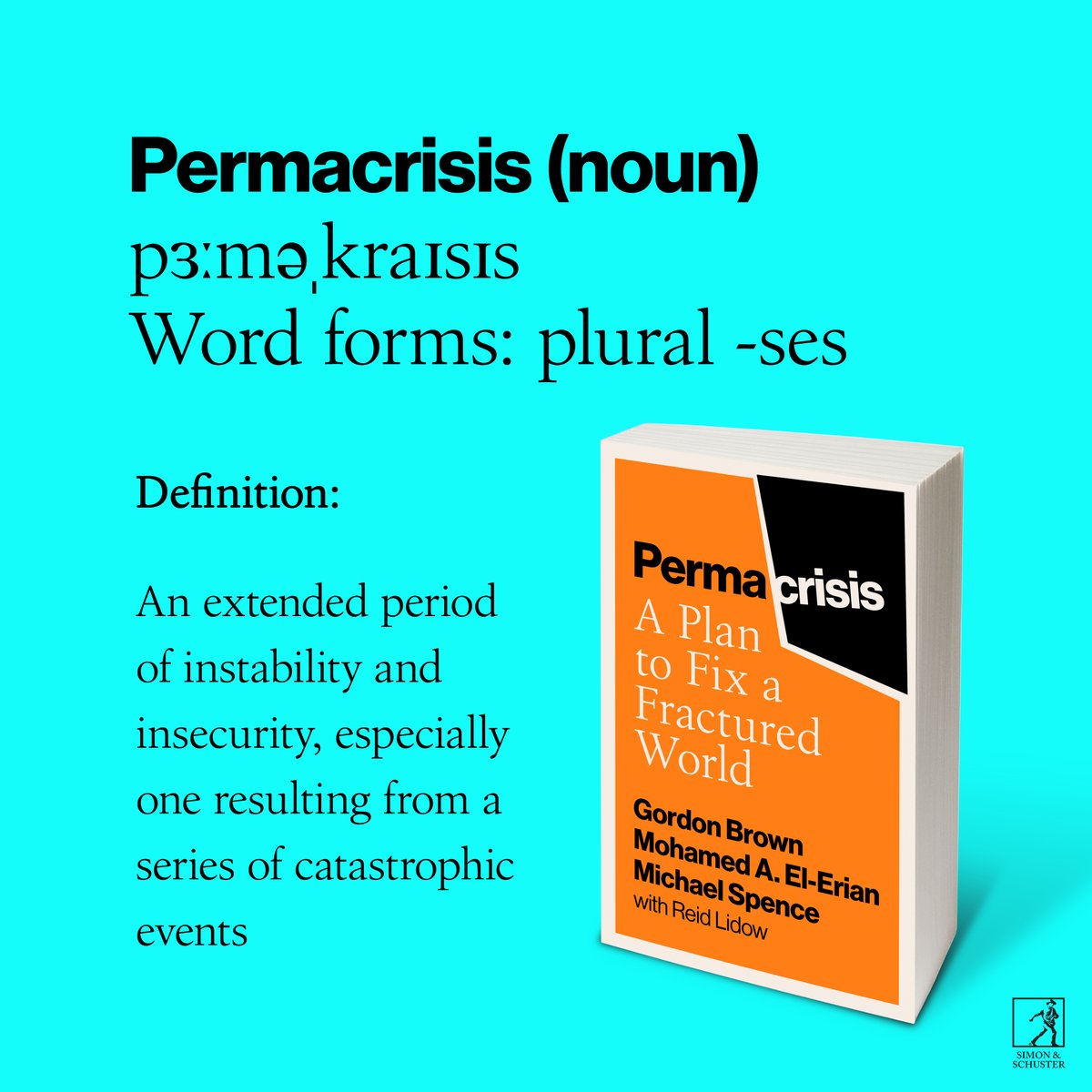 #Permacrisis is a comprehensive examination of our current global challenges, packed with actionable solutions. Authored by @GordonBrown, @elerianm, Michael Spence and Reid Lidow, Permacrisis is out in paperback now >> simonandschuster.co.uk/books/Permacri…