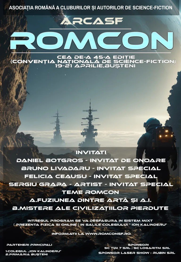 #scifi #sciencefiction #romania 
#ROMCON

45th Edition (Romanian SF con) took place btw 19-21 April in the mountainous city of Bușteni.

Main focus at Romcon this year:
a) fusions btw Art & AI
b) mysteries of lost civilization
