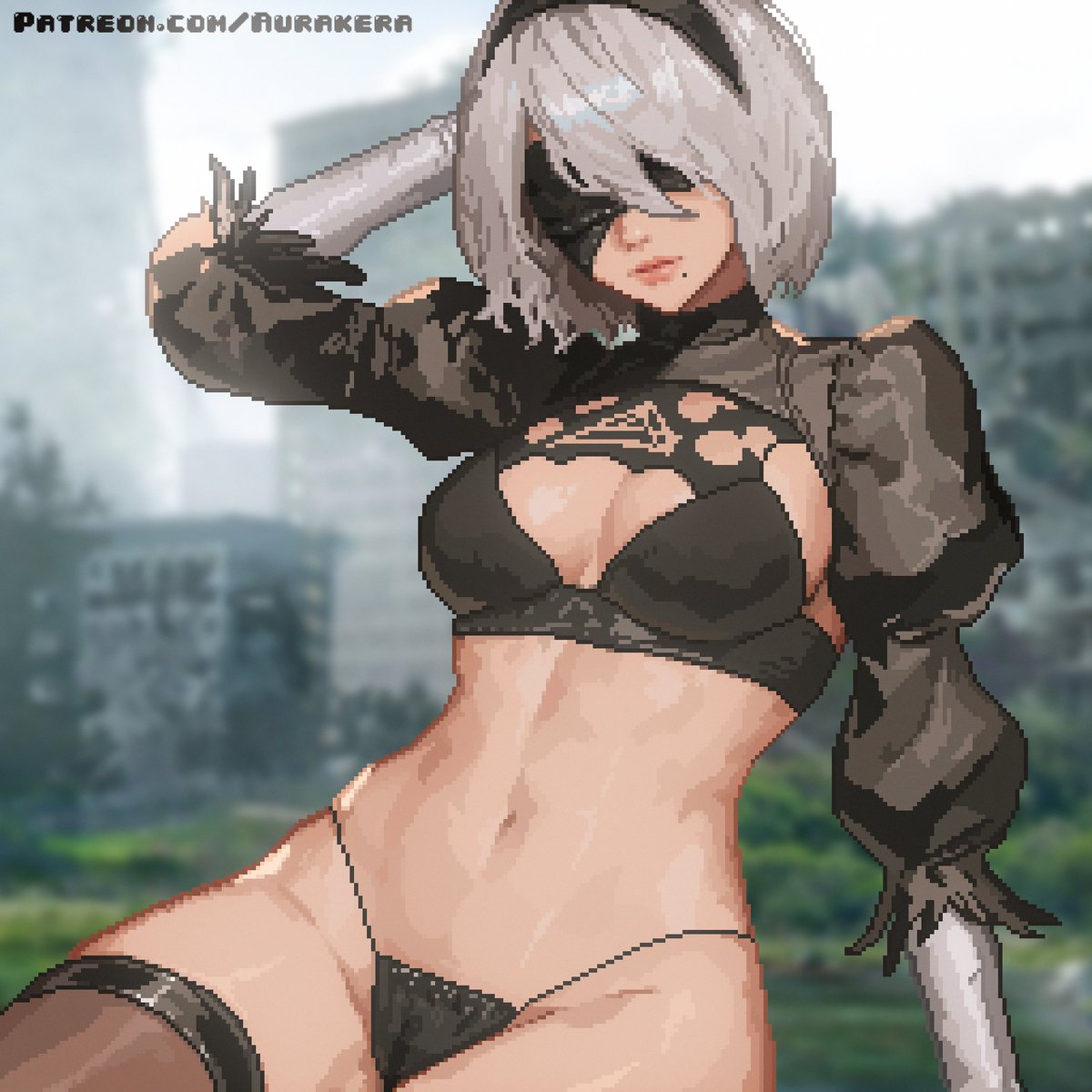 2B ▪️  What do you think of my new outfit?

#pixelart #ドット絵 #Nier #2B
