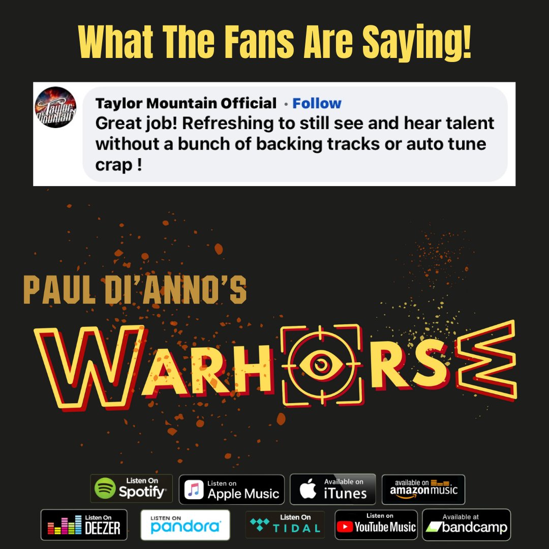 Great job! Refreshing to still see and hear talent without a bunch of backing tracks or auto tune crap! Listen at smarturl.it/WarhorseEP #pauldianno #warhorse #ironmaiden #heavymetal #nwobhm #bravewordsrecords #rocklegends