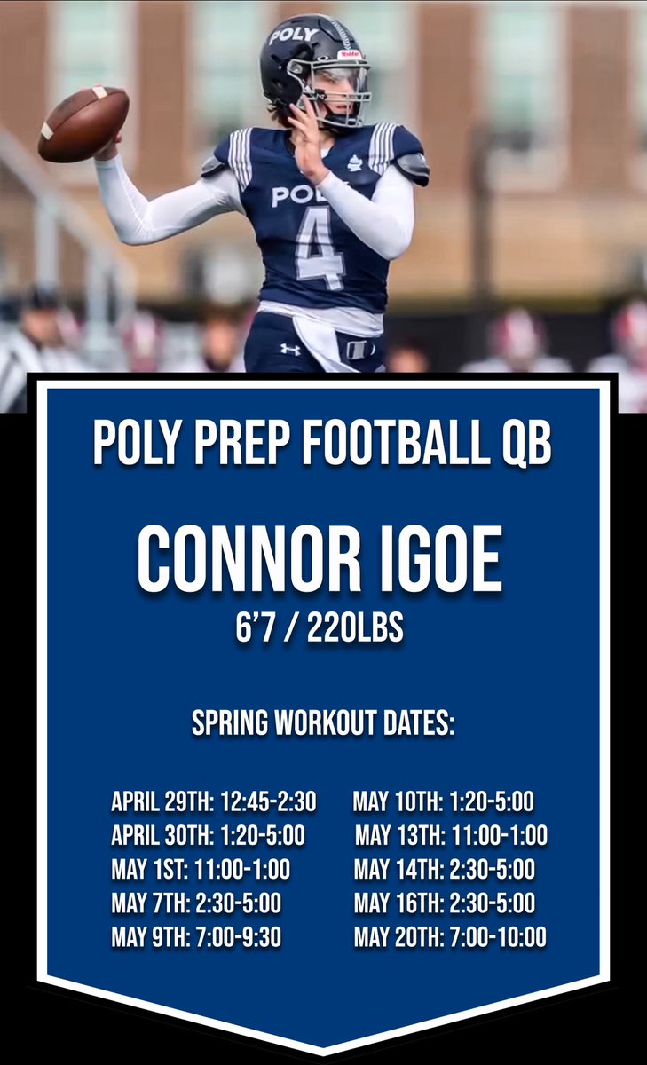 Spring workout dates!

<a href="/PrepRedzoneNY/">Prep Redzone New York</a> 
<a href="/Elite11/">Elite11</a> 
@PRZCaleb 
<a href="/DAWGHZERECRUITS/">Dawg House Recruiting</a>