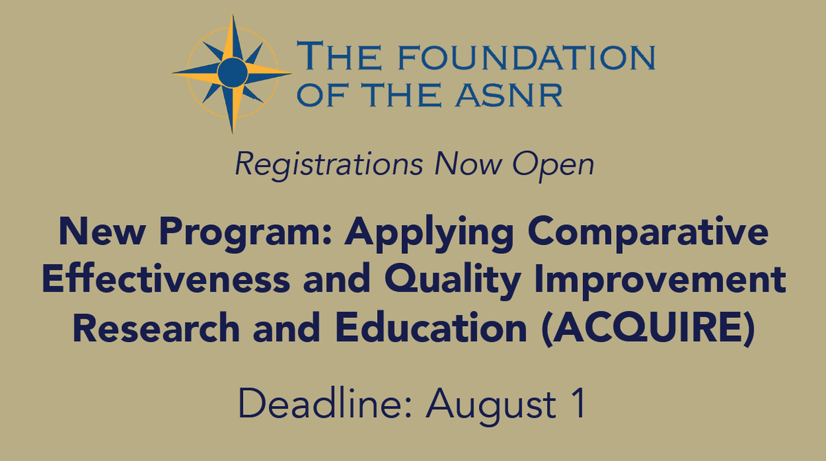 #ASNR, #RSNA, #SIRF & #SNMMI are co-sponsoring a training program in health care delivery, clinical effectiveness & economic evaluation for academic radiologists, imaging-related researchers, radiology trainees and research team members. Details: ow.ly/9bgF50RqTBo