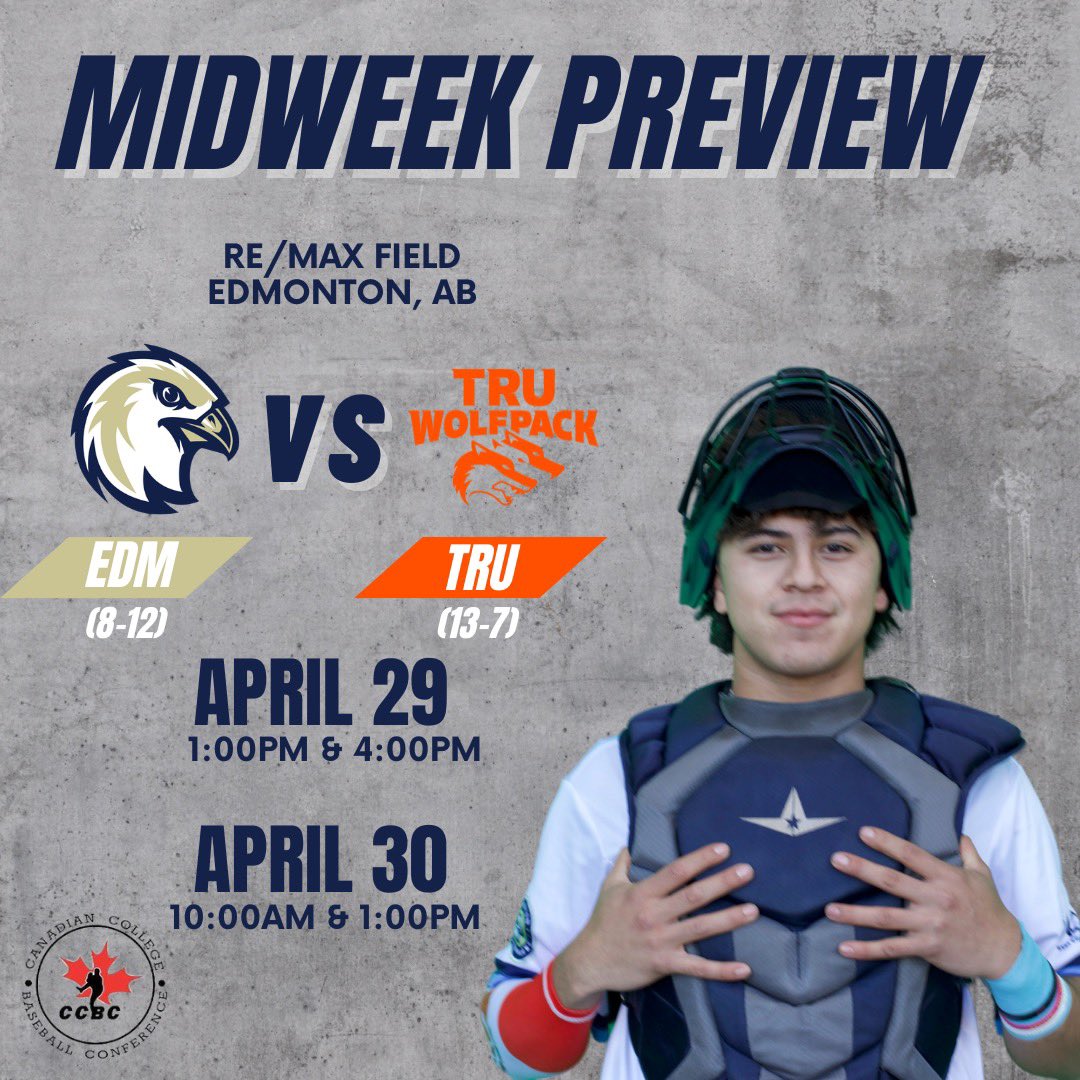 MIDWEEK PREVIEW! The Hawks start a 4 game series with @TRUWolfPackBSB this afternoon. First pitch of the series will be at 1pm at RE/MAX Field! Adults - $10 Children - $5 All proceeds are once again going to the Riverhawks Community Foundation! #RockTheHawk