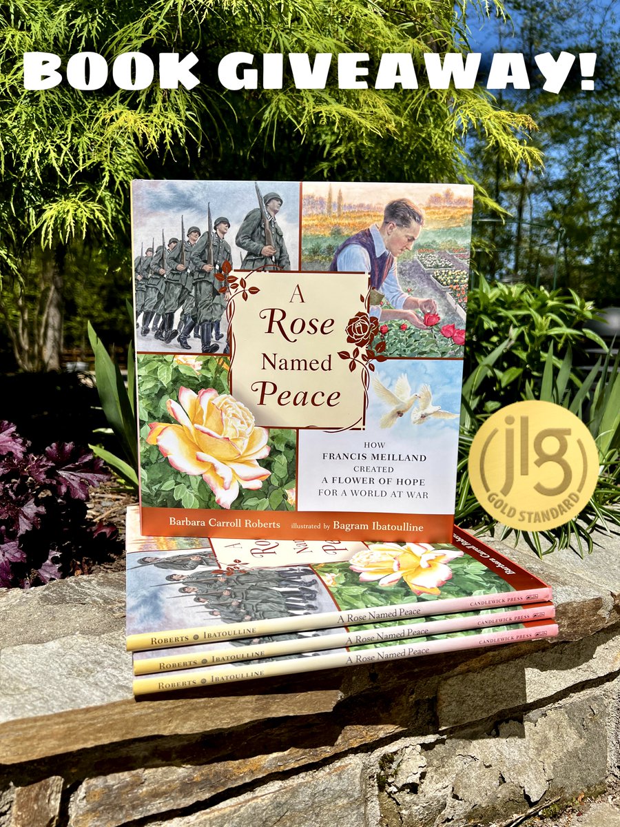 #GIVEAWAY to celebrate #NationalPeaceRoseDay, I have signed copies of my nonfiction PB, #ARoseNamedPeace to giveaway! #JLG, #TexasTopazGem, #SLJStar. To Enter: Like this and Follow me by 5/4/24. #teachers #librarians #BookOdyssey #BookPosse #KidLit #KidNF #Roses