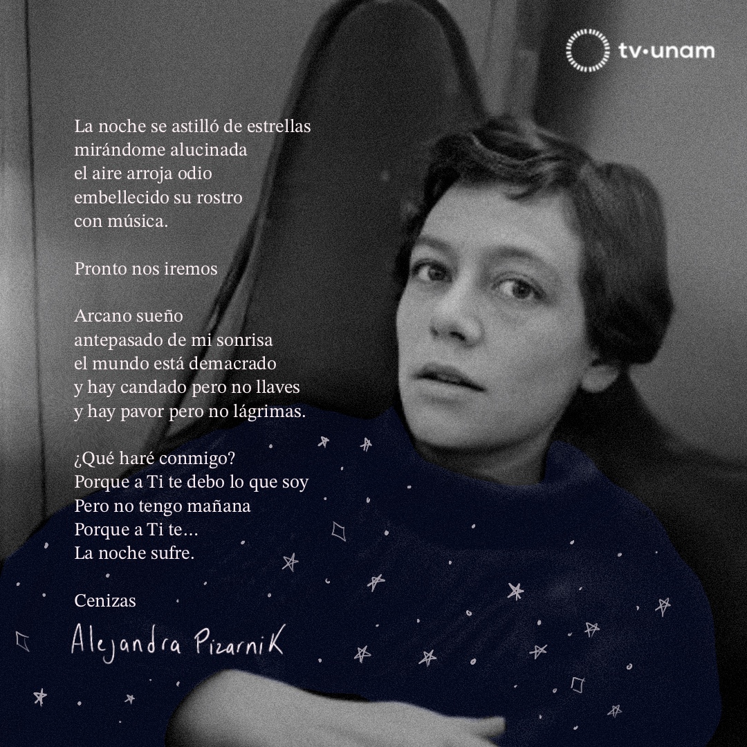 📖🌃Poeta y traductora argentina, Alejandra Pizarnik es considerada una de las figuras más importantes de la literatura latinoamericana del siglo XX. Su obra explora temas como la soledad, el amor y la locura. En su natalicio, la recordamos con este…