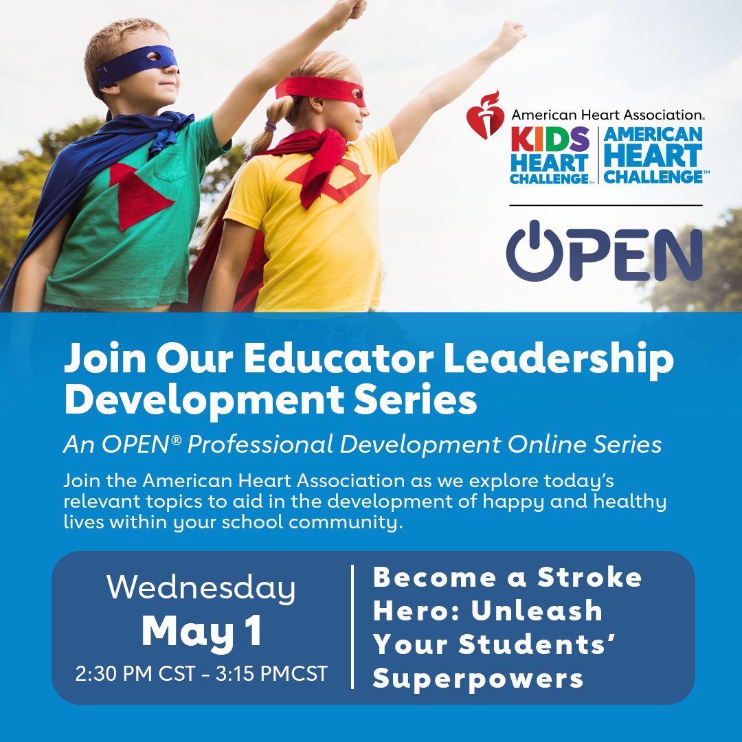 Become a Stroke Superhero during #StrokeMonth! Get all the facts on stroke prevention and how you can empower your students to save a life! We’ll also be giving away a $250 @USGames gift certificate! Register for free 👉 spr.ly/6016by6gG