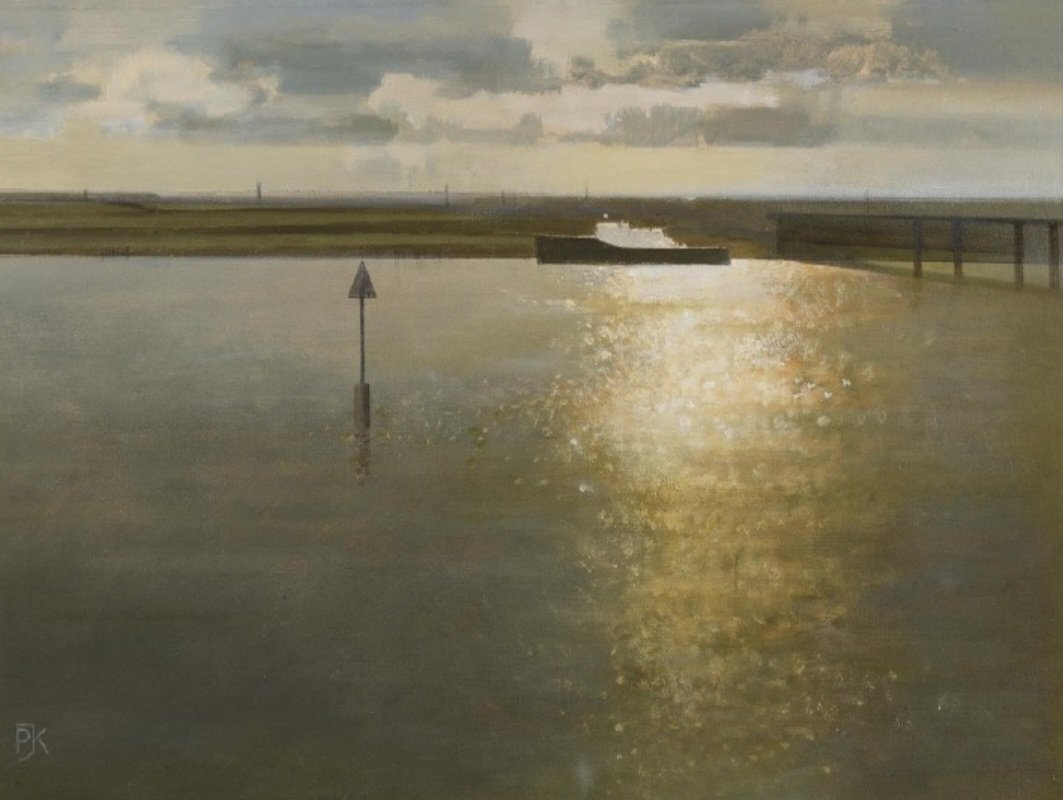 'Sunlight, Walberswick, Suffolk' Peter Kelly's paintings display his mastery of light. His preference for a limited palette of muted tones occasionally warmed by brighter accents are reminiscent of the Dutch and Scandinavian Schools. Kelly's works are invariably paintings of