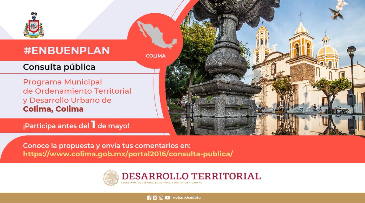 Está abierta hasta el 1 de mayo la consulta pública del Programa Municipal de Ordenamiento Territorial y Desarrollo Urbano de Colima capital. Es muy importante su participación para elaborar este instrumento. Aquí el enlace para que la chequen colima.gob.mx/portal2016/con……