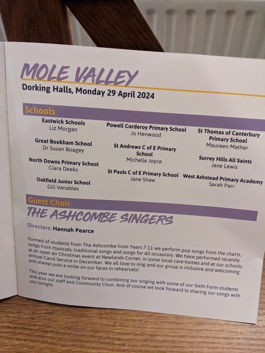 Pleased to be invited to hear @WestAshtead sing with schools from Mole Valley at the Primary Music Festivals 2024 @DorkingHalls. What a lovely performance conducted by @midyell and supported by @surrey_arts Always a pleasure to see and hear children singing.