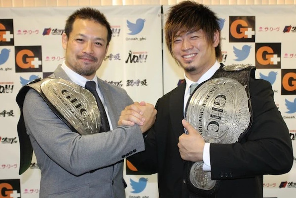 On this day in 2018, GO-KAI(@goshiozaki54039 and @noah_kiyomiya) won the GHC Tag Team Championship #GHC #TagTeamTitles