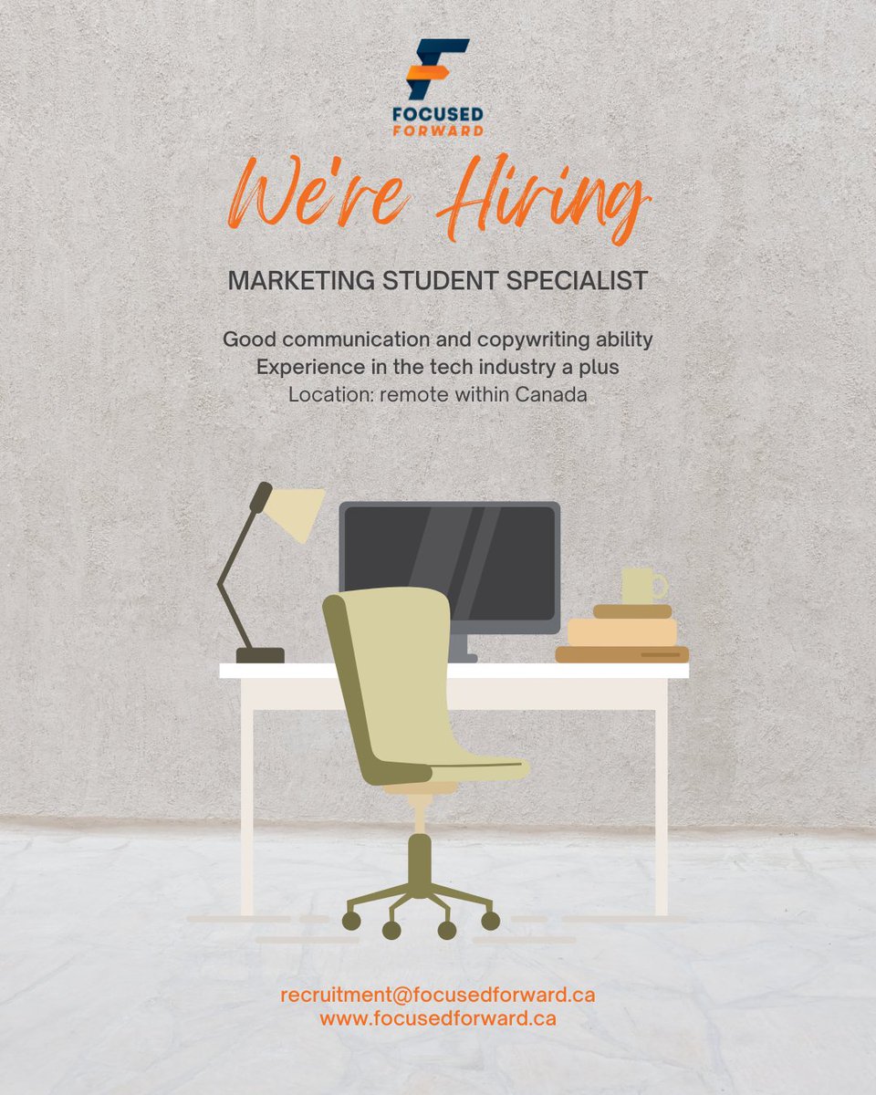 🚀 Calling all savvy marketing students! 📣 Are you passionate about social media and have a knack for crafting captivating copy? We want YOU to join our team! ✨

📩 To apply, visit focusedforward.ca/careers.

#MarketingIntern #SocialMedia #Copywriting #InternshipOpportunity🌟