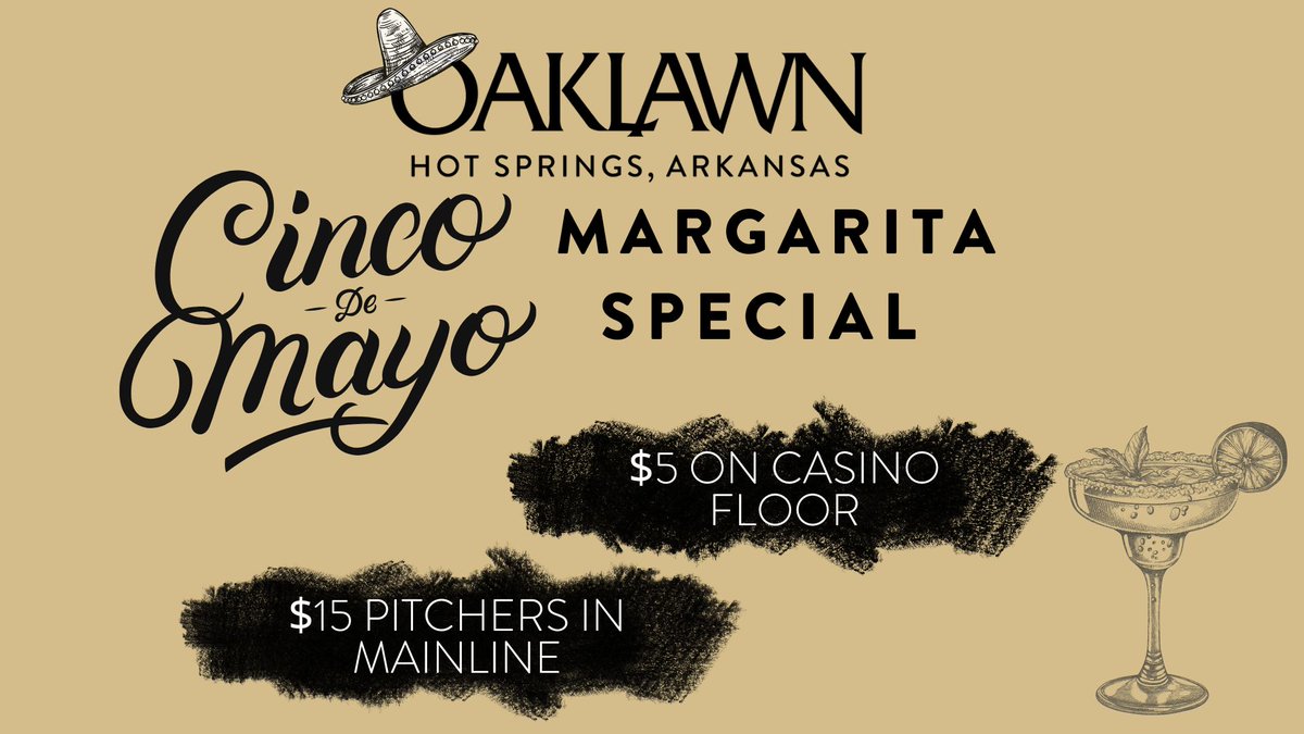Get ready to shake up your Cinco De Mayo! Enjoy our margarita specials in the casino and Mainline. 🎉 Sip on $5 margaritas in the casino, or grab your friends and share a $15 pitcher in Mainline. Let's celebrate, fiesta-style!🍹 #margarita #CincoDeMayo #Oaklawn