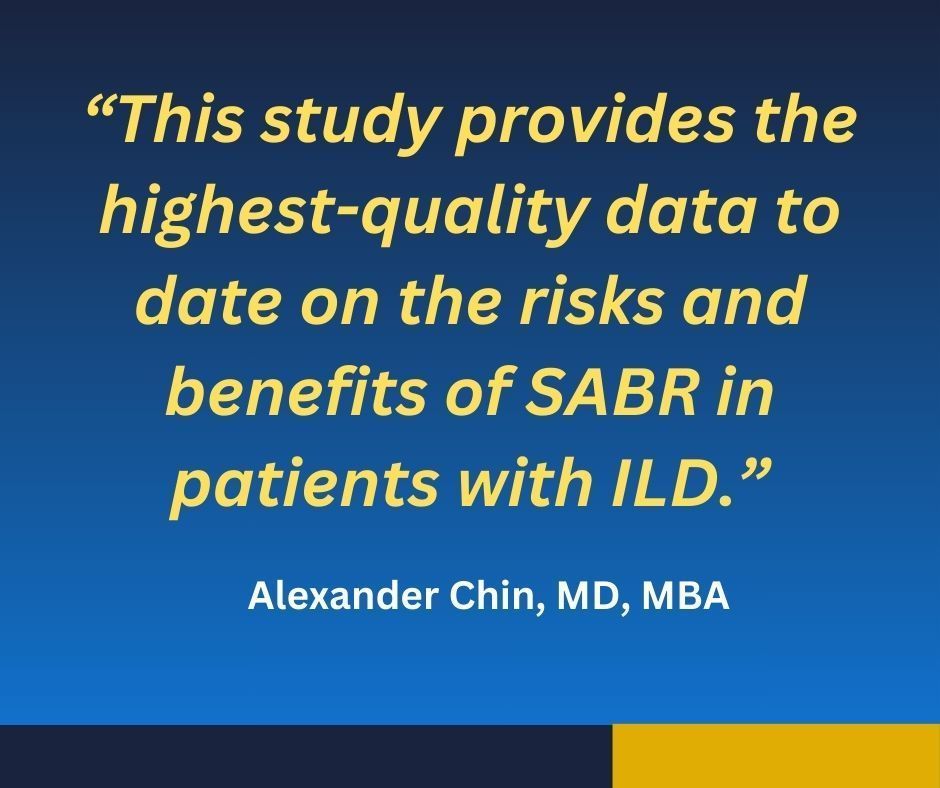 We spoke with Alexander Chin, MD, MBA, of @Stanford about a new study in @JAMAOncology that found #SABR safe for patients with #eNSCLC with #fibrotic ILD. Gain insights from Dr. Chin and more in our feature here: buff.ly/3wdBioY #OncDocs #LungDocs #SomeDocs #DocMatter
