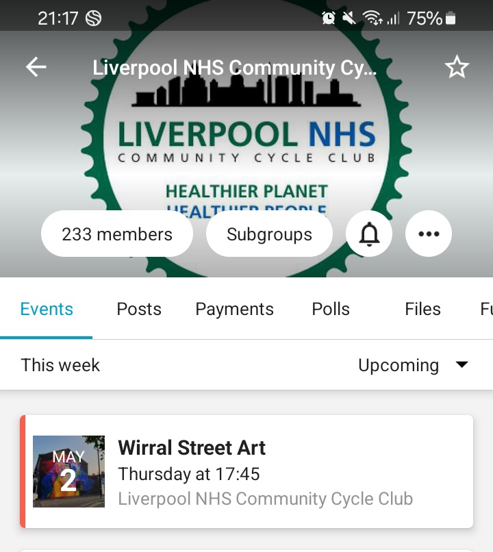Sustainability @ Liverpool Women's (@greenerlwh) on Twitter photo Hope its better weather Thursday for Liverpool NHS Cycle Clubs next trip out 🌧Heading over the water to tour street art.Really supportive. All abilities welcome. No cost. Join the club here for full details. group.spond.com/XGHKE #Wellbeing #ActiveApril <a href="/LiverpoolWomens/">Liverpool Women's University Hospital</a> Hope its better weather Thursday for Liverpool NHS Cycle Clubs next trip out 🌧Heading over the water to tour street art.Really supportive. All abilities welcome. No cost. Join the club here for full details. group.spond.com/XGHKE #Wellbeing #ActiveApril <a href="/LiverpoolWomens/">Liverpool Women's University Hospital</a>