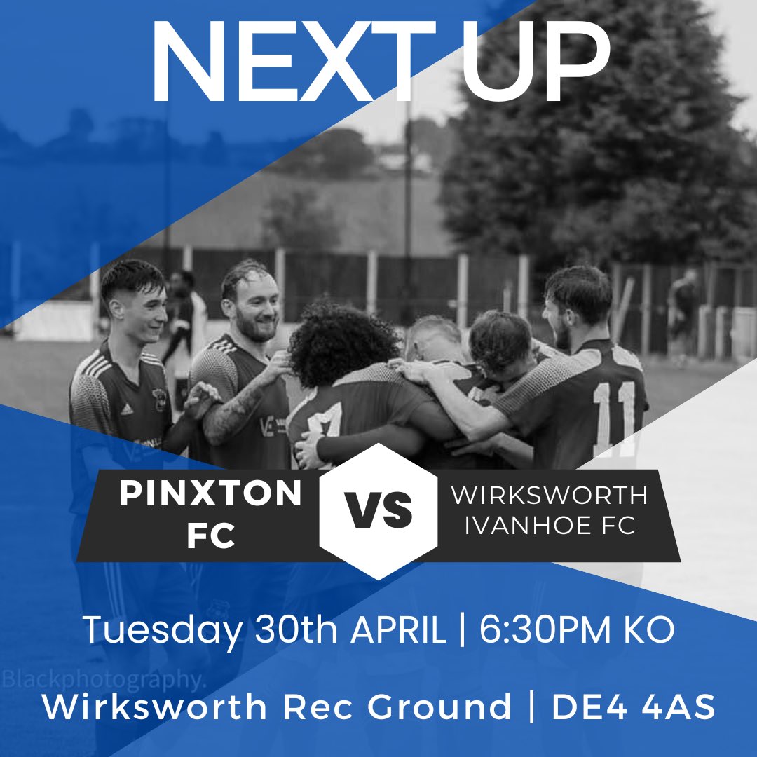 🔵⚪️ Next Up - our penultimate game of the season tomorrow night sees us travel to Wirksworth Ivanhoe for match day 31. 

📆 30/4/24
🆚@WirksIvanhoeFC 
🏆@CentralMidsAll 
🕒6:30pm
🏟Wirksworth Recreational Ground 
📍DE4 4AS

#pfc💙