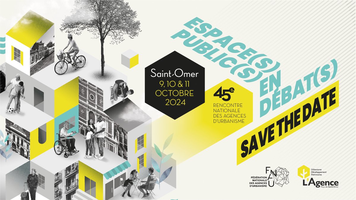 Fnau_urba's tweet image. A vos agendas ! 📅
La 45e rencontre des agences d’urbanisme se déroulera cette année du 9 au 11 octobre à St-Omer, avec pour thème &quot;Espace(s) public(s) en débat(s)&quot;
#fnau45 #AgenceUrba #EspacesPublics #Dialogue 
fnau.org/fr/rencontre/4…
